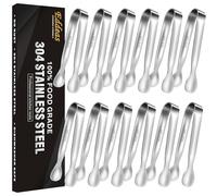 Eddeas Mini pinzas para servir alimentos, juego de 12 pinzas pequeñas para aperitivos, pequeñas pinzas de cocina de metal de acero inoxidable, para fiesta de té, cafetería, pinzas de azúcar de 4