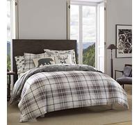 Eddie Bauer Duvet Cover Set Ropa de Cama Reversible de algodón, decoración del hogar a Cuadros para Todas Las Estaciones, Aliso Gris/Rojo, Twin