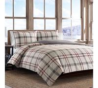 Eddie Bauer Home Portage Bay Collection 100% algodón, Suave y Acogedor, Funda de edredón a Cuadros Funda a Juego, Lavable a máquina, Full/Queen, Gris