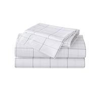 Eddie Bauer Home Sheets - Juego de Ropa de Cama de percal de algodón, crujiente y Fresco, Elegante decoración del hogar, Queen, Cuadros del Norte Gris/Blanco