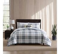 Eddie Bauer - Juego de edredón Individual, Ropa de Cama Reversible de algodón con Funda a Juego, decoración del hogar a Cuadros para Todas Las Estaciones (Azul Aliso/Gris, Individual)