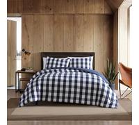 Eddie Bauer - Juego de Funda de edredón tamaño King, Ropa de Cama Reversible de algodón con Fundas a Juego, Elegante decoración a Cuadros para el hogar (Azul Lago, King)
