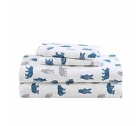 Eddie Bauer - Juego de sábanas de tamaño matrimonial, Juego de Cama de Franela de algodón, Cepillado para Mayor suavidad, acogedora decoración para el hogar (Bear Mountain Gris, 4 Piezas, tamaño