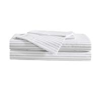 Eddie Bauer - Juego de sábanas, Lujosa Ropa de Cama de percal de algodón con Fundas de Almohada a Juego, Fresco y Fresco, Totalmente elástico (Gris a Rayas Arden, Queen)