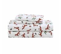 Eddie Bauer - Juego de sábanas matrimoniales, Juego de Ropa de Cama de Franela de algodón, Cepillado para Mayor suavidad, decoración acogedora del hogar (Naranja Fox Trail Orange, Full)