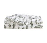 Eddie Bauer - Juego de sábanas, Ropa de Cama de percal de algodón con Funda de Almohada a Juego, vigorizante y Transpirable, 200 Hilos, Classic Comfort Essentials (WES Fish Green, Individual)