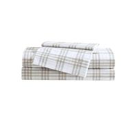 Eddie Bauer - Juego de sábanas tamaño Queen, Juego de Ropa de Cama de percal de algodón, súper Suave y Acogedor, decoración del hogar, Certificado Oeko-Tex (Basic Plaid Beige, Queen)
