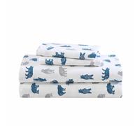 Eddie Bauer- Juego de sαbanas Twin XL de franela de algodσn cepillado para mayor suavidad y acogedora decoraciσn del hogar (Bear Mountain Grey Tw