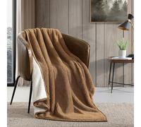 Eddie Bauer - Manta de Felpa Ultra Suave, decoración del hogar, Ropa de Cama Bicolor Reversible (marrón sólido/Marfil, 50 x 60 Pulgadas)
