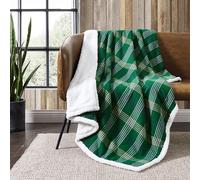 Eddie Bauer - Manta de Franela de algodón, decoración del hogar, Ropa de Cama Reversible Sherpa para Todas Las Estaciones (Verde Union Bay, Manta)