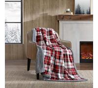 Eddie Bauer - Manta Reversible, Ropa de Cama de Felpa Sherpa, decoración del hogar a Cuadros, Certificado Oeko-Tex (Parkwood Plaid Red, Manta)