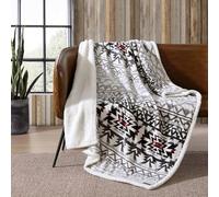 Eddie Bauer - Manta Reversible, Ropa de Cama de Forro Polar Sherpa, decoración del hogar para Todas Las Estaciones (Rayas Clyde Hill, Manta)