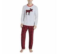 Eddie Bauer Men's Moose Red Buffalo Plaid Sleep Set for Christmas Holiday Family Sleepwear Pajama Set, Size XXL