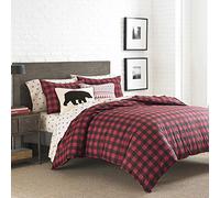 Eddie Bauer Mountain Collection Ropa de Cama Reversible, decoración del hogar a Cuadros Buffalo para Todas Las Estaciones, Algodón, Rojo/Negro, Matrimonio