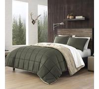 Eddie Bauer - Queen Comforter Set, Reversible Sherpa Bedding with Matching Shams, Cozy & Warm Home Decor (Sherwood Green, Queen)
