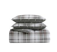 Eddie Bauer - Reddina de algodn reversible del edredn King con decoracin del hogar a cuadros a juego para todas las estaciones (Alder Grey/Red