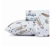 Eddie Bauer Ropa de Cama de Franela de algodón Transpirable cálida con Bolsillos Profundos, cepillada para Mayor suavidad, decoración acogedora del hogar, Certificado Oeko-Tex, Color Azul pálido,