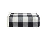 Eddie Bauer Ropa de Cama Reversible, a Cuadros de búfalo, decoración del hogar para Todas Las Estaciones, Forro Polar de algodón Sherpa, Cuadros Negros. Manta