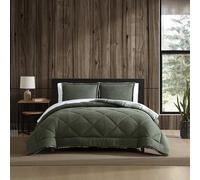 Eddie Bauer Ropa de Cama Reversible de microgamuza con Funda a Juego, decoración del hogar súper Suave, Certificado Oeko-Tex, Verde a Cuadros Big Lake, tamaño matrimonial/Queen
