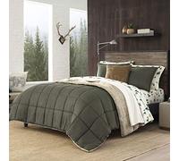 Eddie Bauer Ropa de Cama Reversible Sherpa con Fundas a Juego, acogedora y cálida decoración del hogar, Forro Polar de poliéster, Verde Sherwood, tamaño Individual