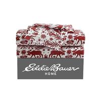 Eddie Bauer - Sábanas de tamaño King, Juego de Cama de Franela de algodón, Cepillado para Mayor suavidad, acogedora decoración para el hogar (Arcadia Red, tamaño King)