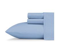 Eddie Bauer - Sábanas Individuales, Juego de Ropa de Cama Transpirable, decoración Ligera para el hogar para Personas Que Duermen cálidos (Punto de Jersey Azul, Individual)