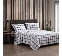 Eddie Bauer - Sábanas King, Juego de Ropa de Cama de Franela de algodón, Cepillado para Mayor suavidad, decoración acogedora del hogar (Cuadros de casa de Campo, King)