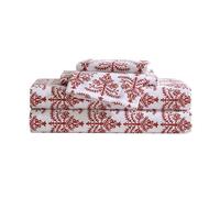 Eddie Bauer - Sábanas matrimoniales, Juego de Ropa de Cama de Franela de algodón, Cepillado para Mayor suavidad, decoración acogedora del hogar, Certificado Oeko-Tex (Jolly Trees Red, matrimonial)