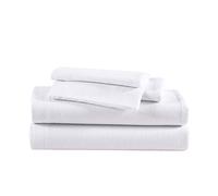 Eddie Bauer - Sábanas matrimoniales, Juego de Ropa de Cama de Franela de algodón, Cepillado para Mayor suavidad, Juego de Cama (Blanco, matrimonial)