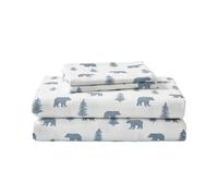 Eddie Bauer - Sábanas Queen, Juego de Cama de Franela de algodón, Cepillado para Mayor suavidad, decoración acogedora del hogar (Osos y árboles, Queen)