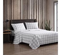 Eddie Bauer - Sábanas Queen, Juego de Ropa de Cama de Franela de algodón, Cepillado para Mayor suavidad, decoración acogedora del hogar (Cuadros de Lagos, Queen)