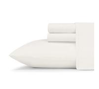 Eddie Bauer - Sábanas Queen, Juego de Ropa de Cama Transpirable, decoración Ligera para el hogar para Personas Que Duermen cálidos (Punto de Jersey Blanco, Queen)