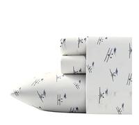 Eddie Bauer Sheet Set Juego de Ropa de Cama de percal de algodón, Fresco, Elegante decoración del hogar, Planes Blanco/Rojo/Azul, Plein, 4