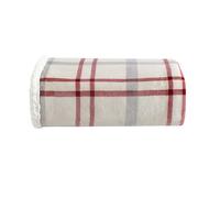Eddie Bauer Throw Blanket Ropa de Cama Reversible de Forro Polar, decoración del hogar para Todas Las Estaciones, poliéster Sherpa, New Castle Red/Grey/Ivory, Colcha