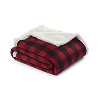 Eddie Bauer Throw Blanket Ropa de Cama Reversible, decoración del hogar Escoceses para Todas Las Estaciones, Sherpa Algodón, Cuadros Rojos, Colcha