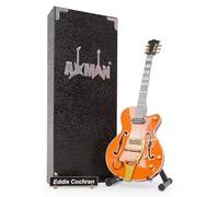 Eddie Cochran - Réplica de guitarra en miniatura, regalos musicales, escala 1/4 ornamental hecha a mano, incluye una caja de exhibición, etiqueta de nombre y soporte para guitarra en miniatura