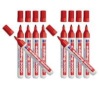 Edding 10 Rotuladores Permanentes, Marcador Permanente Rojo, 3000 Punta 1,5-3mm - Rojo, 10 Uds