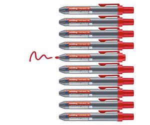 Edding 12-002 - Caja con 10 Marcadores para Pizarra Blanca Retract - Punta Redonda - 1,5-3 mm - Rojo