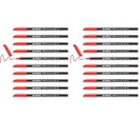 Edding 1200-002 - Caja con 10 Rotuladores 1200 con Punta de Fibra - 1mm - Rojo (Paquete de 2)