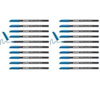 Edding 1200-010 - Caja con 10 Rotuladores 1200 con Punta de Fibra - 1mm - Azul claro (Paquete de 2)