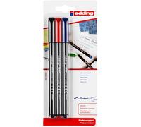 edding Rotulador 1200 - trazo fino, punta redonda 1 mm - 3 rotuladores negro, rojo, azul