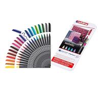 edding 1200 - Estuche de metal con 20 rotuladores, multicolor + 4-1200 - Caja 6 rotuladores con punta de fibra, surtido, metalicos