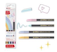 Edding 1200 - Pack de 4 Rotuladores con Purpurina - Tonos Pastel - Pinta Redonda de 3mm