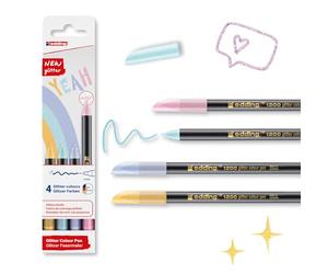 Edding 1200 - Pack de 4 Rotuladores con Purpurina - Tonos Pastel - Pinta Redonda de 3mm