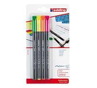 edding 1200 rotulador de color de trazo fino - amarillo, verde, naranja, rosa - 4 rotuladores - punta redonda de 1 mm - marcador