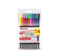 edding 1200 rotulador de color de trazo fino - multicolor - 16 bolígrafos + 4 de regalo - punta redonda 1 mm - rotulador para dibujar y escribir - set de vuelta al cole