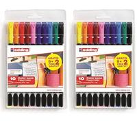 Edding 1200 rotulador de color de trazo fino - multicolor - 8 bolígrafos + 2 de regalo - punta redonda de 1 mm - rotulador para dibujar y escribir - set para la vuelta al cole (Paquete de 2)