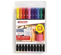 edding 1200 rotulador de color de trazo fino - multicolor - 8 bolígrafos + 2 de regalo - punta redonda de 1 mm - rotulador para dibujar y escribir - set para la vuelta al cole
