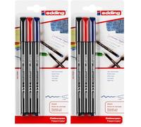 Edding 1200 rotulador de color de trazo fino - negro, rojo, azul - 3 rotuladores - punta redonda de 1 mm - marcador dibujar y escribir (Paquete de 2)