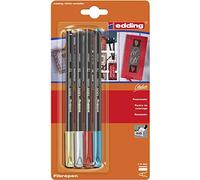 edding 1200 rotulador de color metálico 4 colores - x1 - punta redondeada 1-3 mm - para escribir, dibujar y esbozar - libros de visitas, fabricación de tarjetas, artesanías de bricolaje y scrapbooking